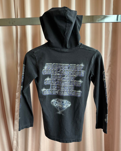 Balenciaga "See Now Buy Now" Faded Black Hooded Long Sleeve T-Shirt (XS)