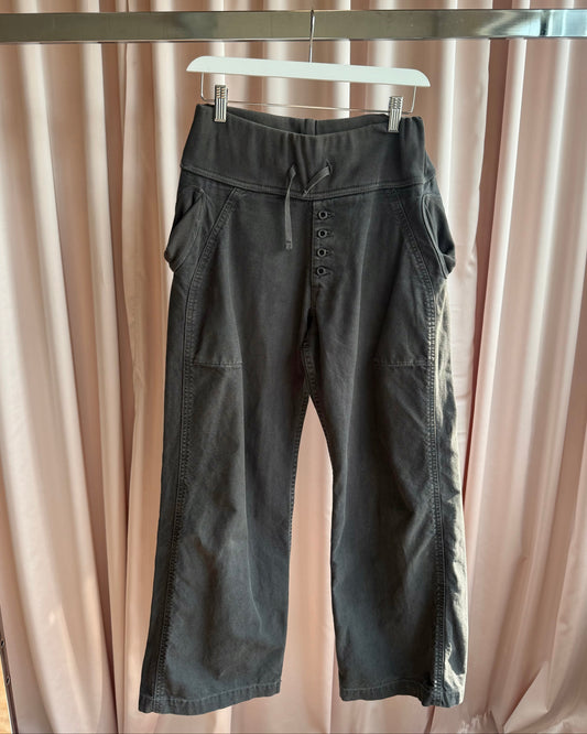 Kapital Dark Grey Cotton Drawstring Wide Leg Pants
