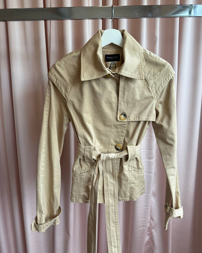 Patrizia Pepe Short Belted Khaki Cotton Trench Jacket