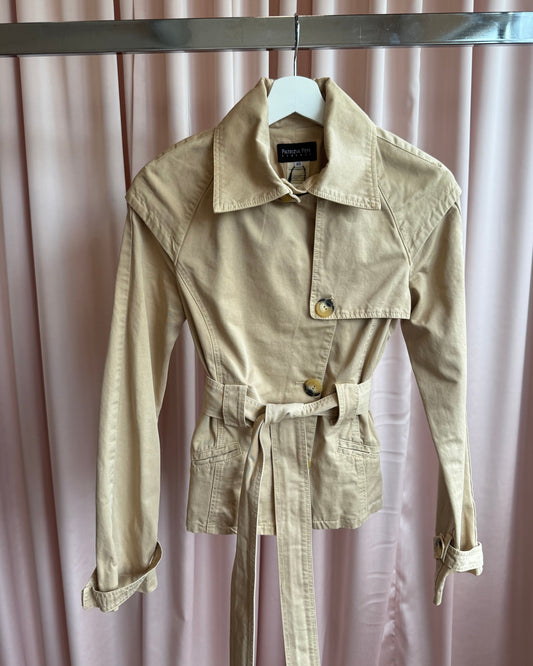 Patrizia Pepe Short Belted Khaki Cotton Trench Jacket