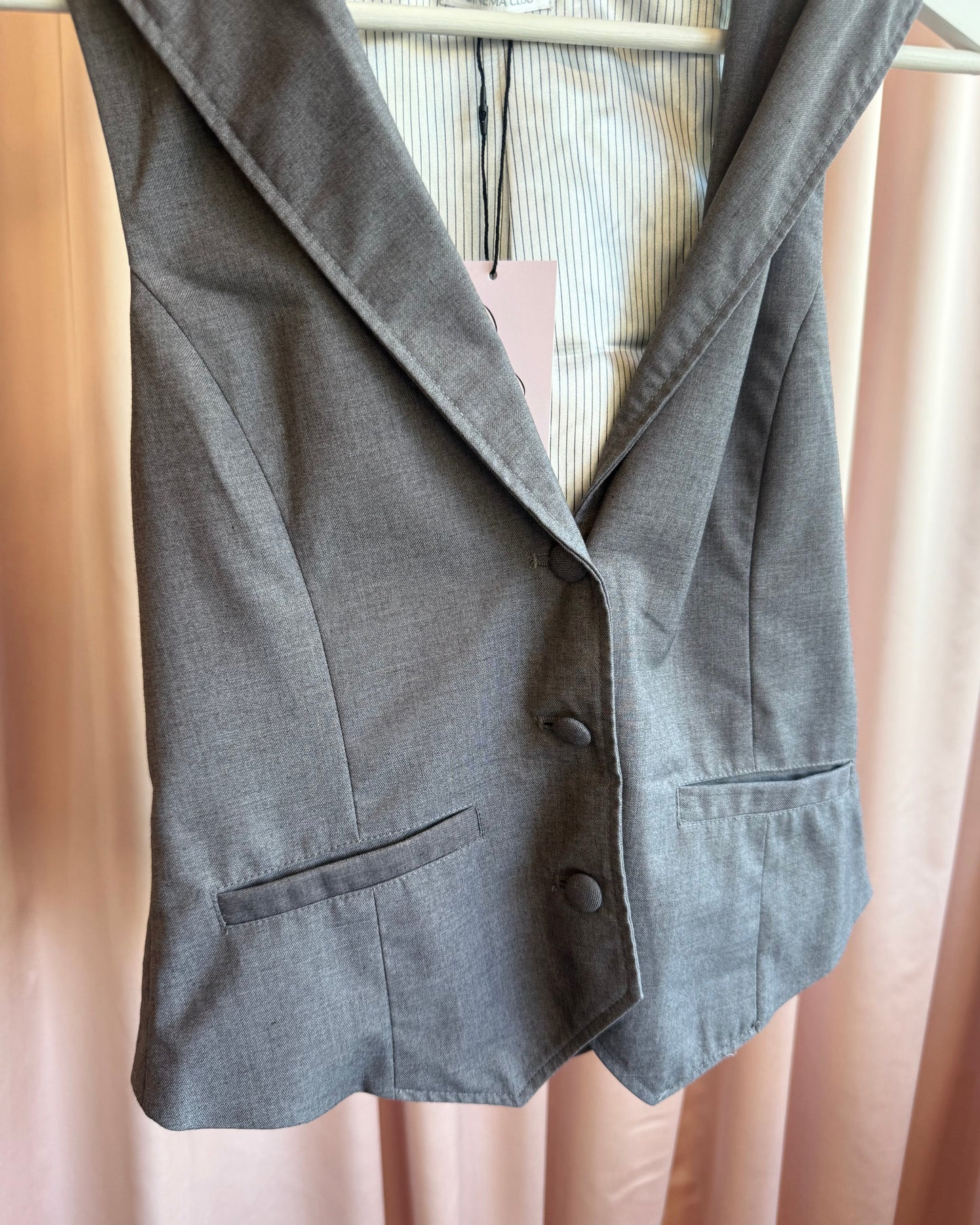 Japanese Brand Detachable Hood Grey Vest