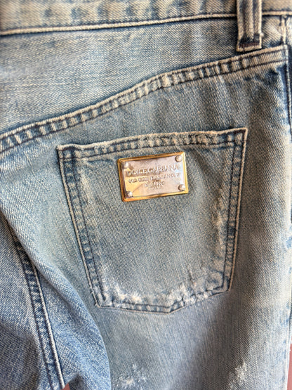 Dolce & Gabbana Distressed Straight Leg Denim