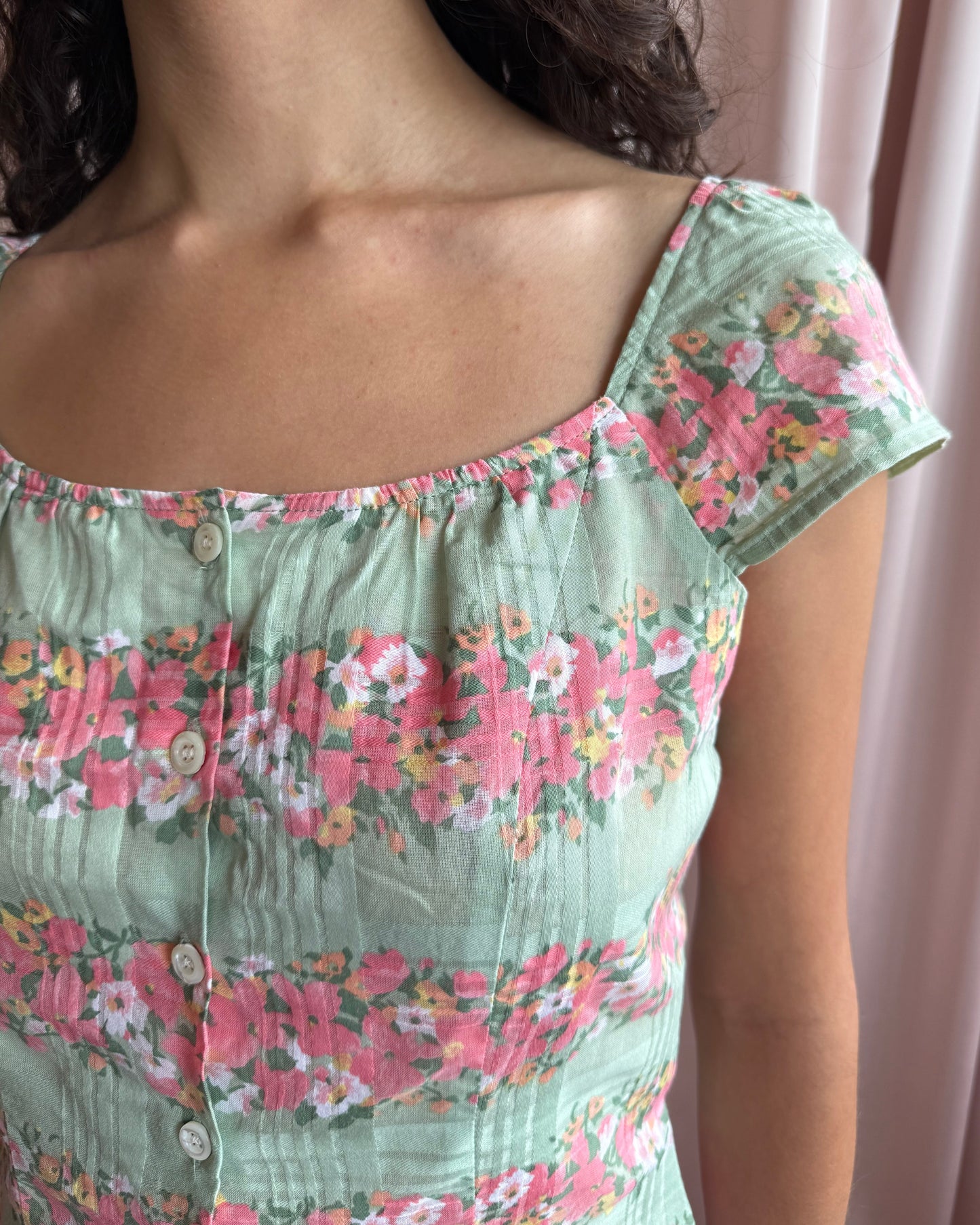French Brand Floral Print Cotton Milkmaid Top