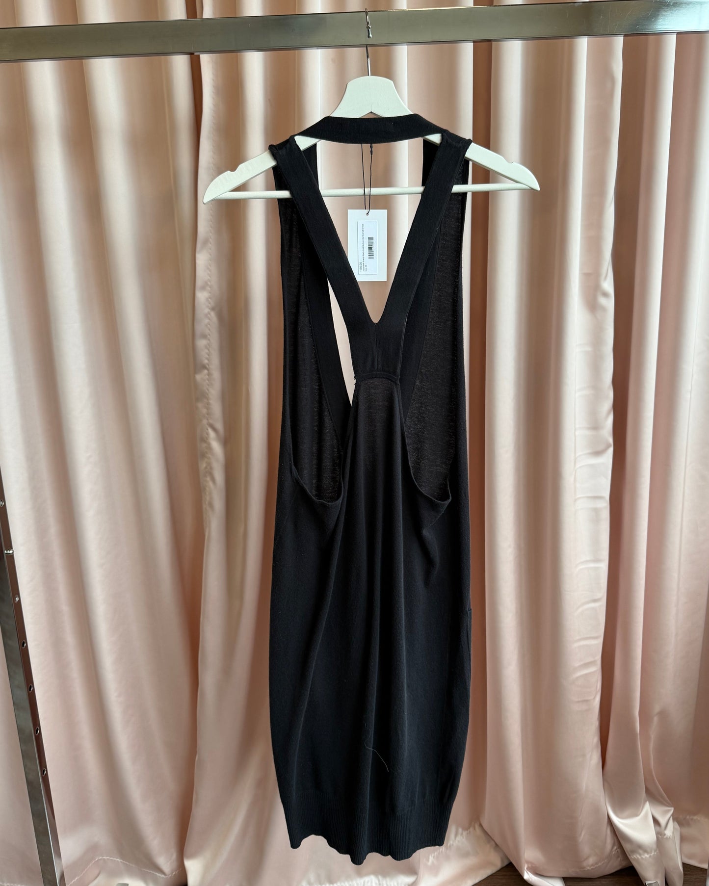 Japanese Brand Black Knit Button Up Overall Dress