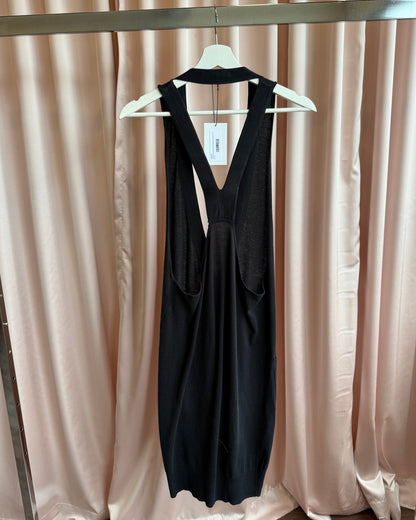 Japanese Brand Black Knit Button Up Overall Dress