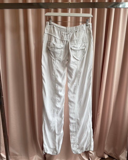 Pepe Jeans 2000's White Drawstring Cargo Pants