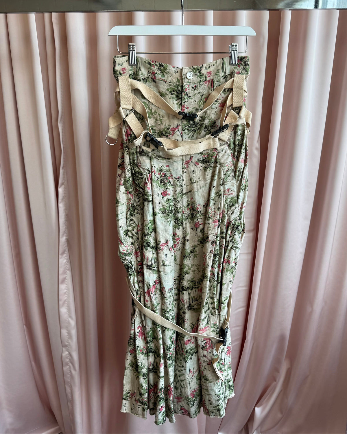 Junya Watanabe S/S 2003 Parachute Bondage Toile Print Linen Maxi Skirt