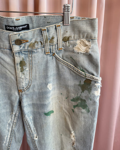 Dolce & Gabbana Distressed Paint Splatter Denim