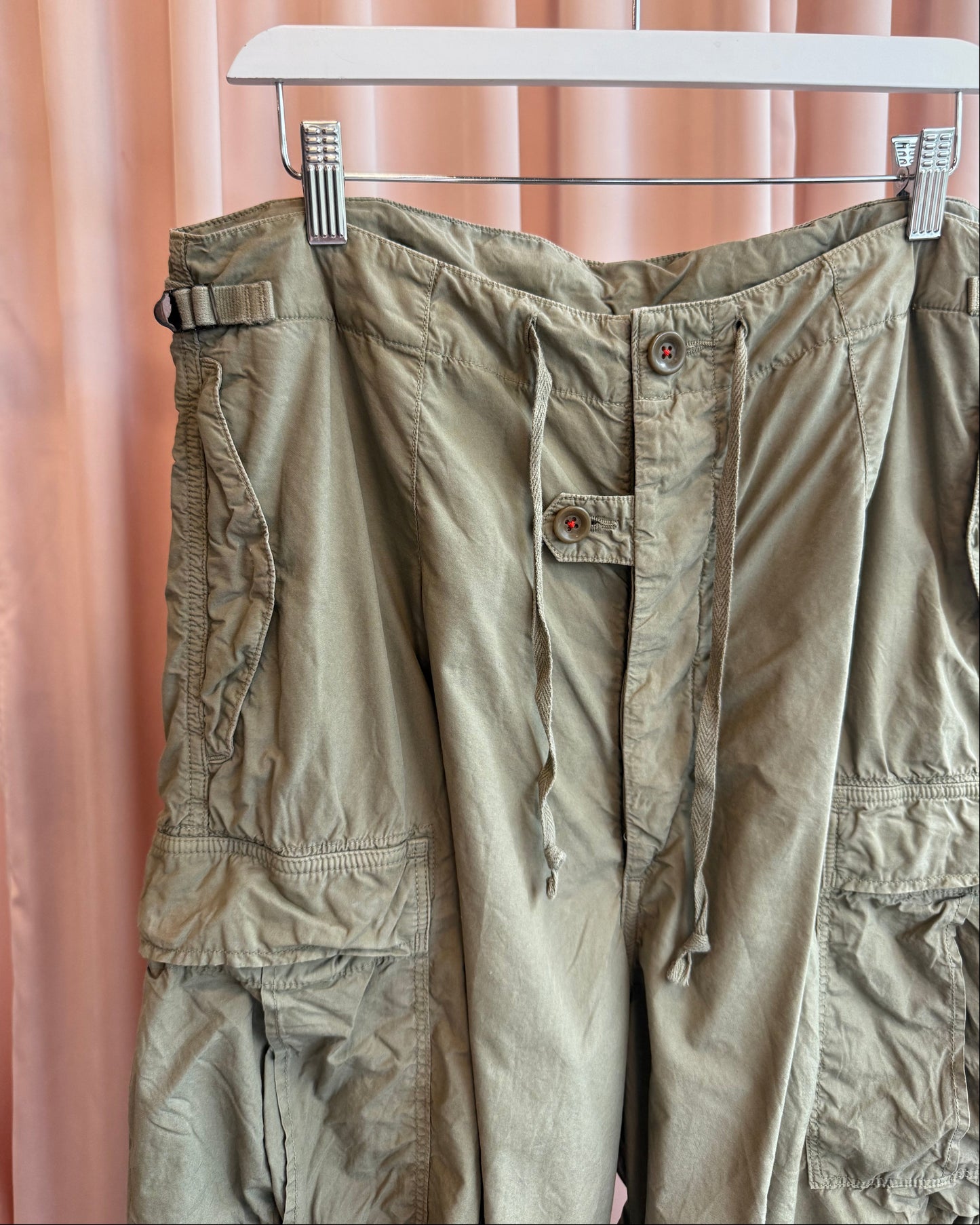 Kapital Khaki Cotton Oversized Pocket Military Cargo Pants
