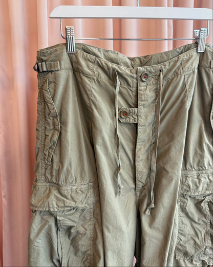 Kapital Khaki Cotton Oversized Pocket Military Cargo Pants