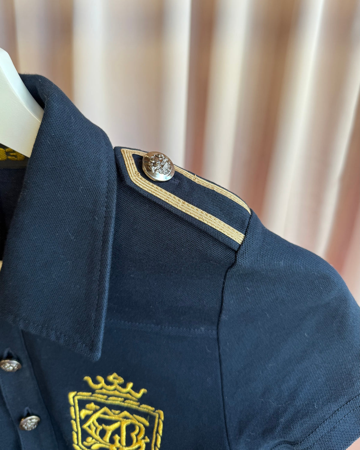 Japanese Brand Navy & Gold "3" Epaulet Polo Shirt