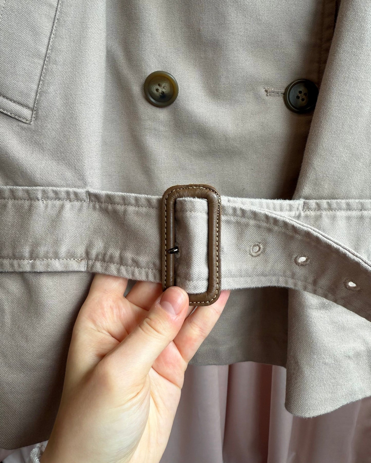 Tsumori Chisato Khaki Cotton Short Trench Peacoat