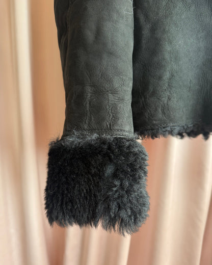 Italian Designer Shearling & Suede Hooded Jacket