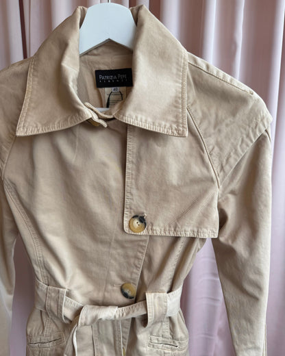 Patrizia Pepe Short Belted Khaki Cotton Trench Jacket
