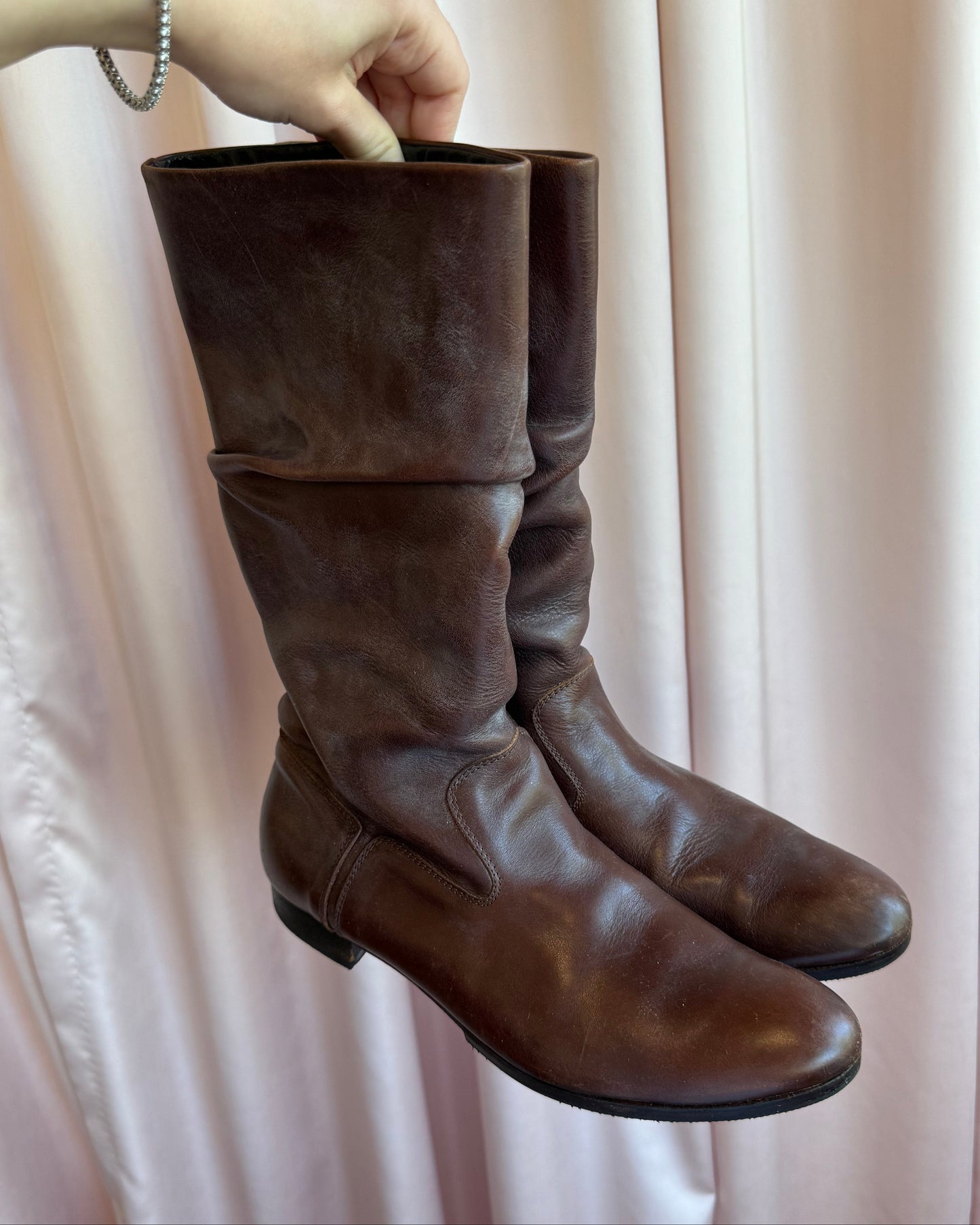 Collection PRIVÉE? Brown Leather Slouch Boots