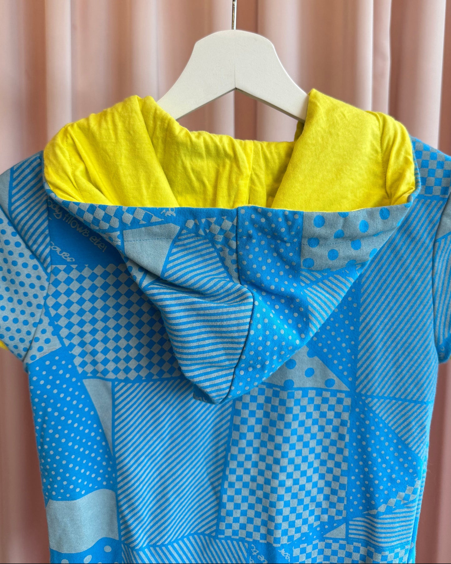 Japanese Brand Blue & Yellow Short Sleeve Zip Up Hoodie