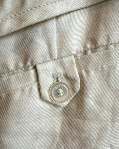 Gucci 2003 by Tom Ford White Belted Low Rise Slim Cut Trousers