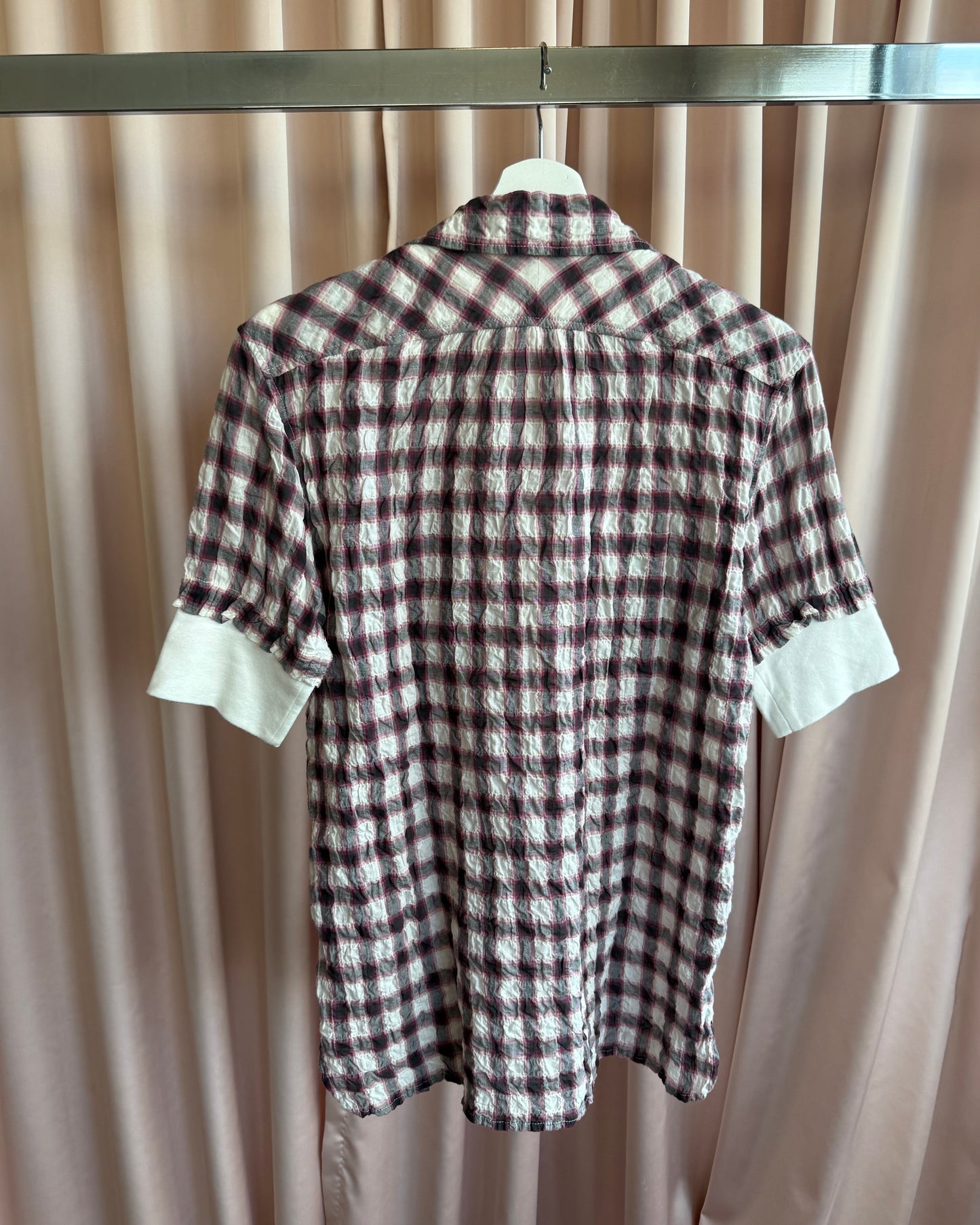Dsquared² S/S 2008 Double Layered Flannel Henley Short Sleeve Shirt