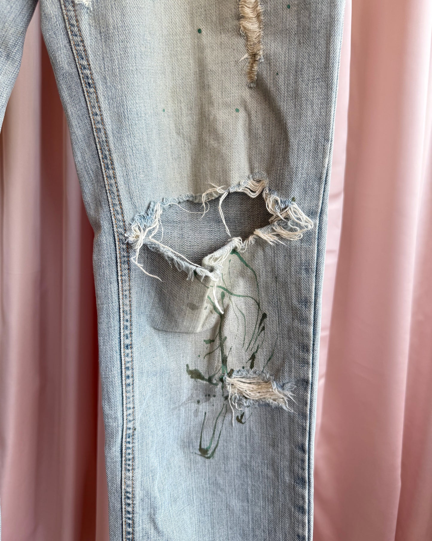 Dolce & Gabbana Distressed Paint Splatter Denim