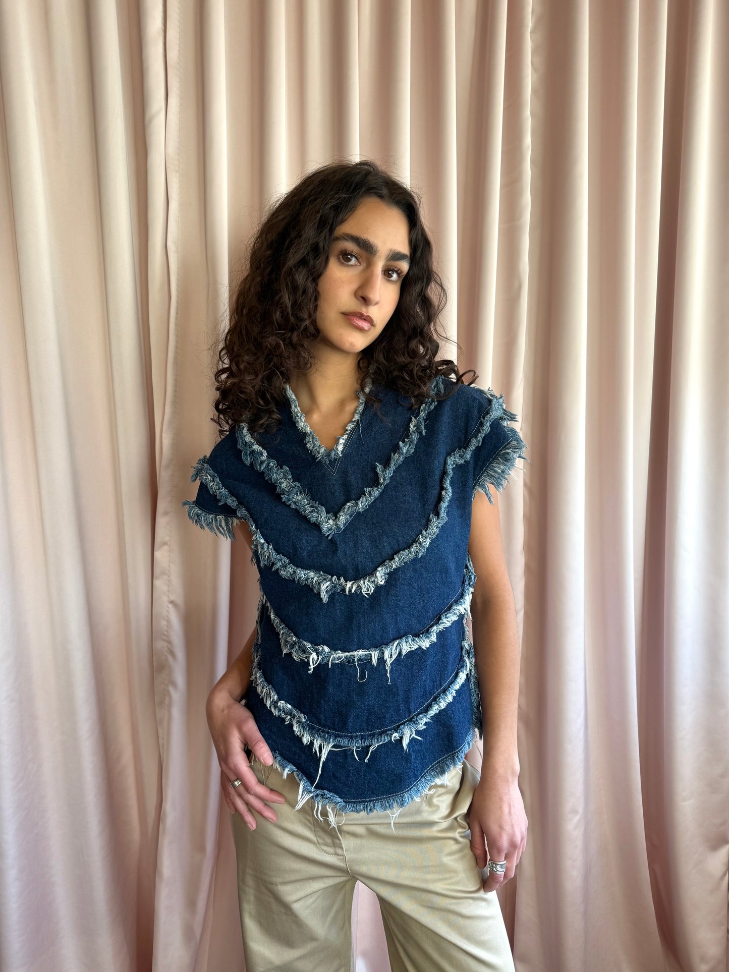 Alexander McQueen F/W 1997 Frayed Denim Top