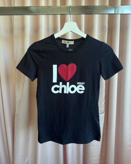 See by Chloé "I Love Chloé" Black Graphic T-Shirt