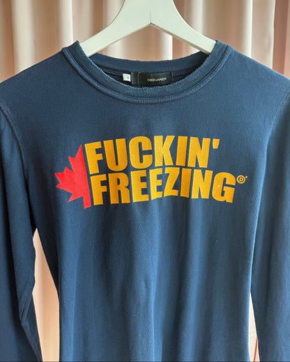 Dsquared² F/W 2004 "Fuckin' Freezing" Graphic Navy Long Sleeve T-Shirt