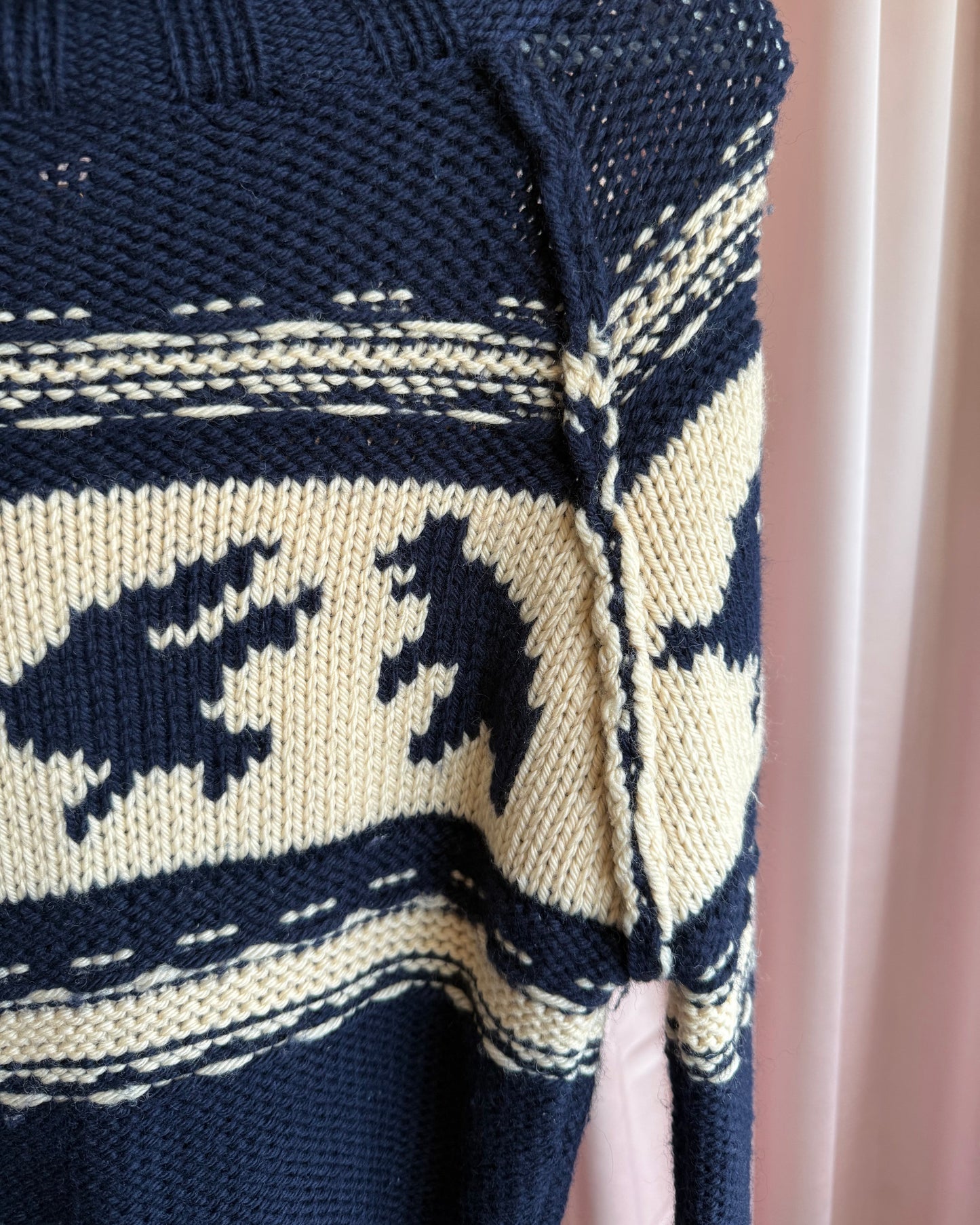 Dsquared² F/W 2004 Navy & Cream Knit Zip Up Sweater