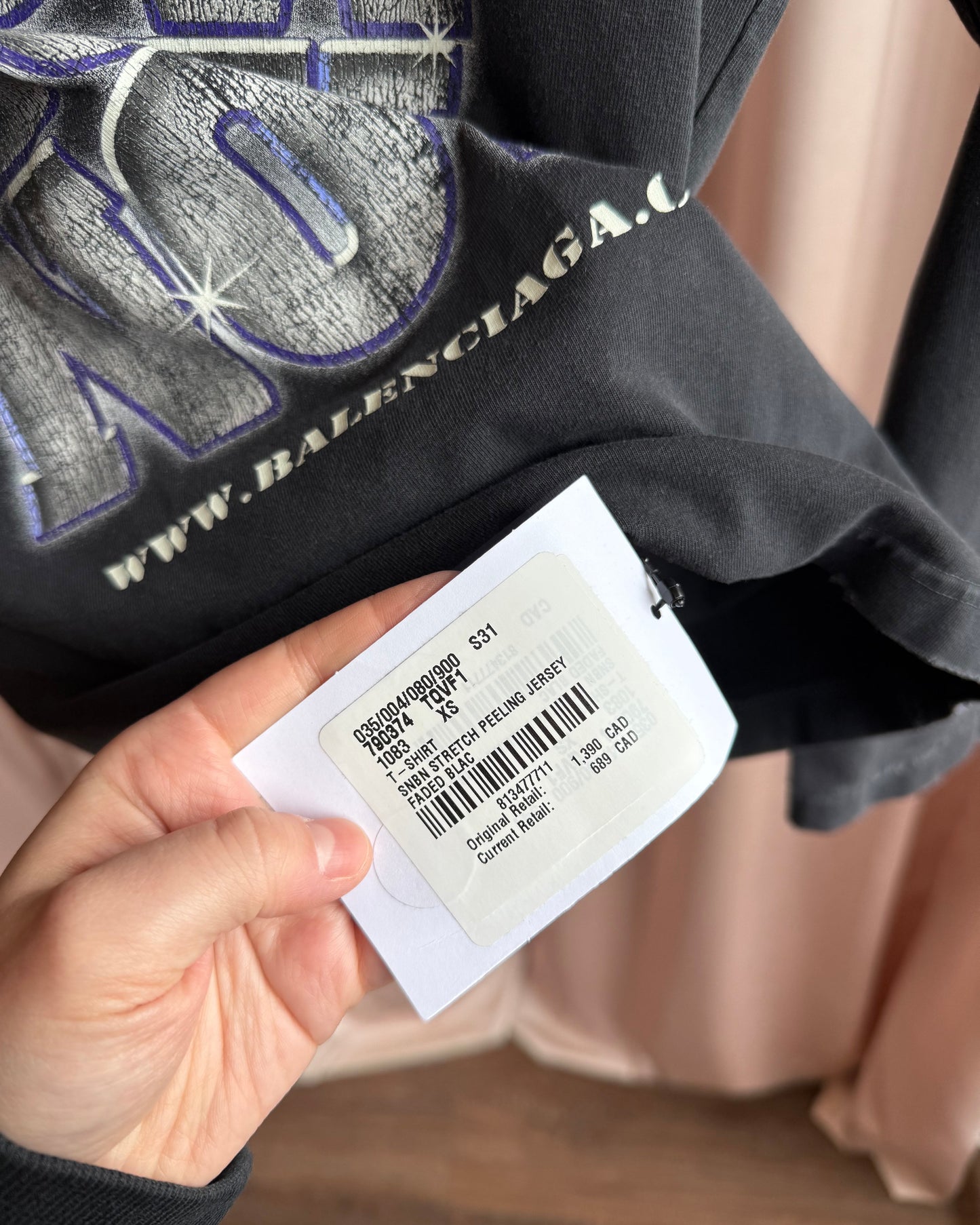 Balenciaga "See Now Buy Now" Faded Black Hooded Long Sleeve T-Shirt (XS)