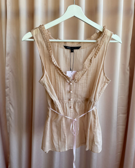 Marc Jacobs Salmon Pink Cotton Tie Waist Tank Top