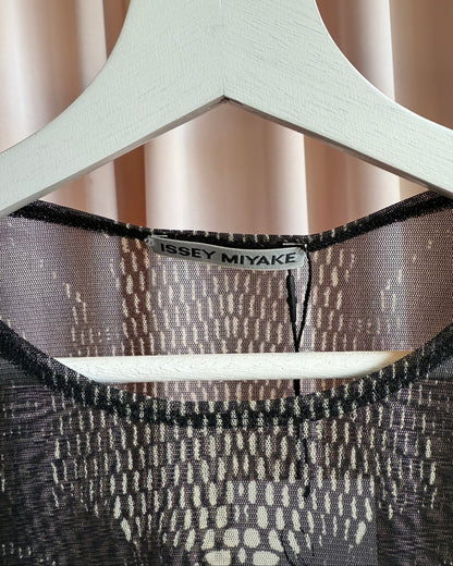 Issey Miyake Printed Mesh Long Sleeve Top