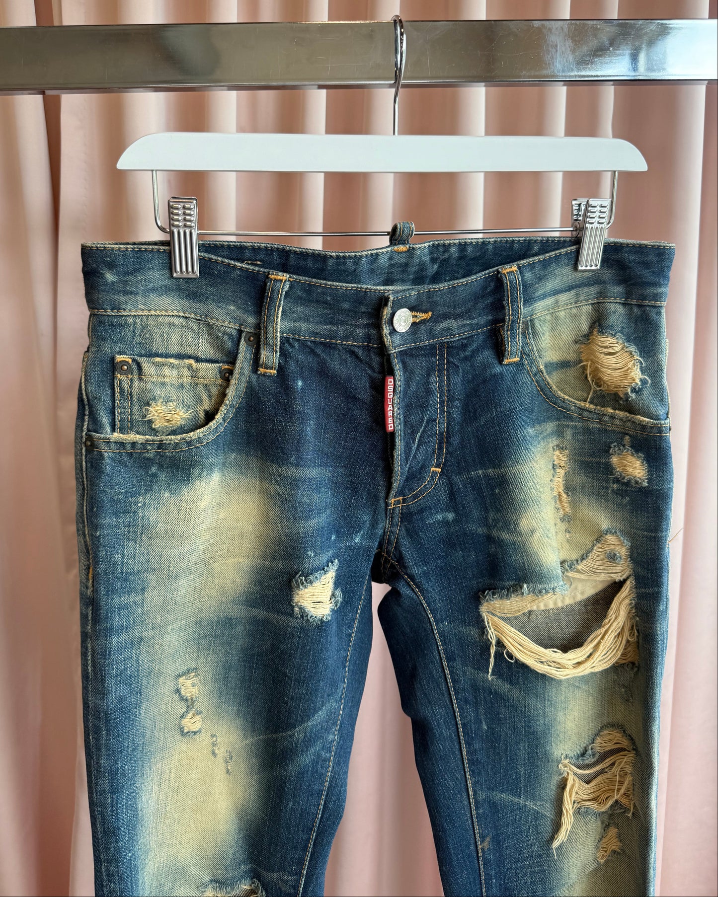 Dsquared² Distressed Bleach Wash Slim Cut Denim