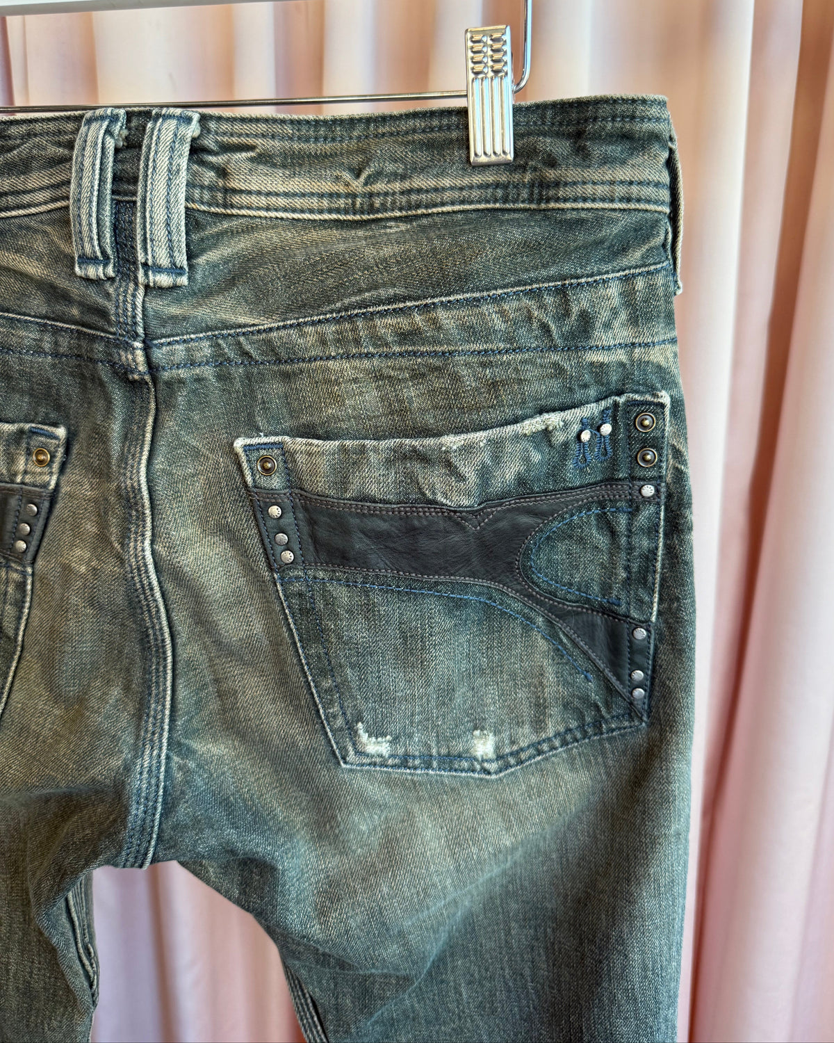 Diesel "Timmen" Faded Distressed Straight Leg Denim