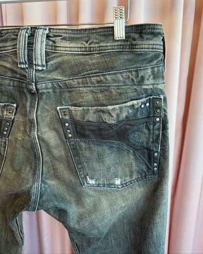 Diesel "Timmen" Faded Distressed Straight Leg Denim