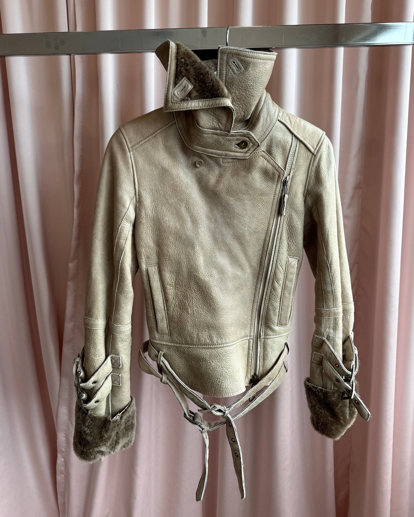 Japanese Brand Belted Shearling Jacket