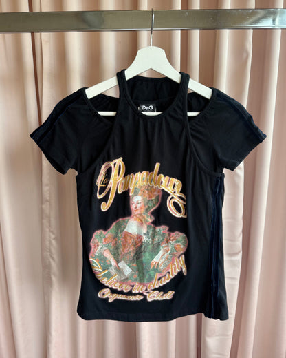 D&G F/W 2003 Marie Antoinette Graphic Black Double Layered Top