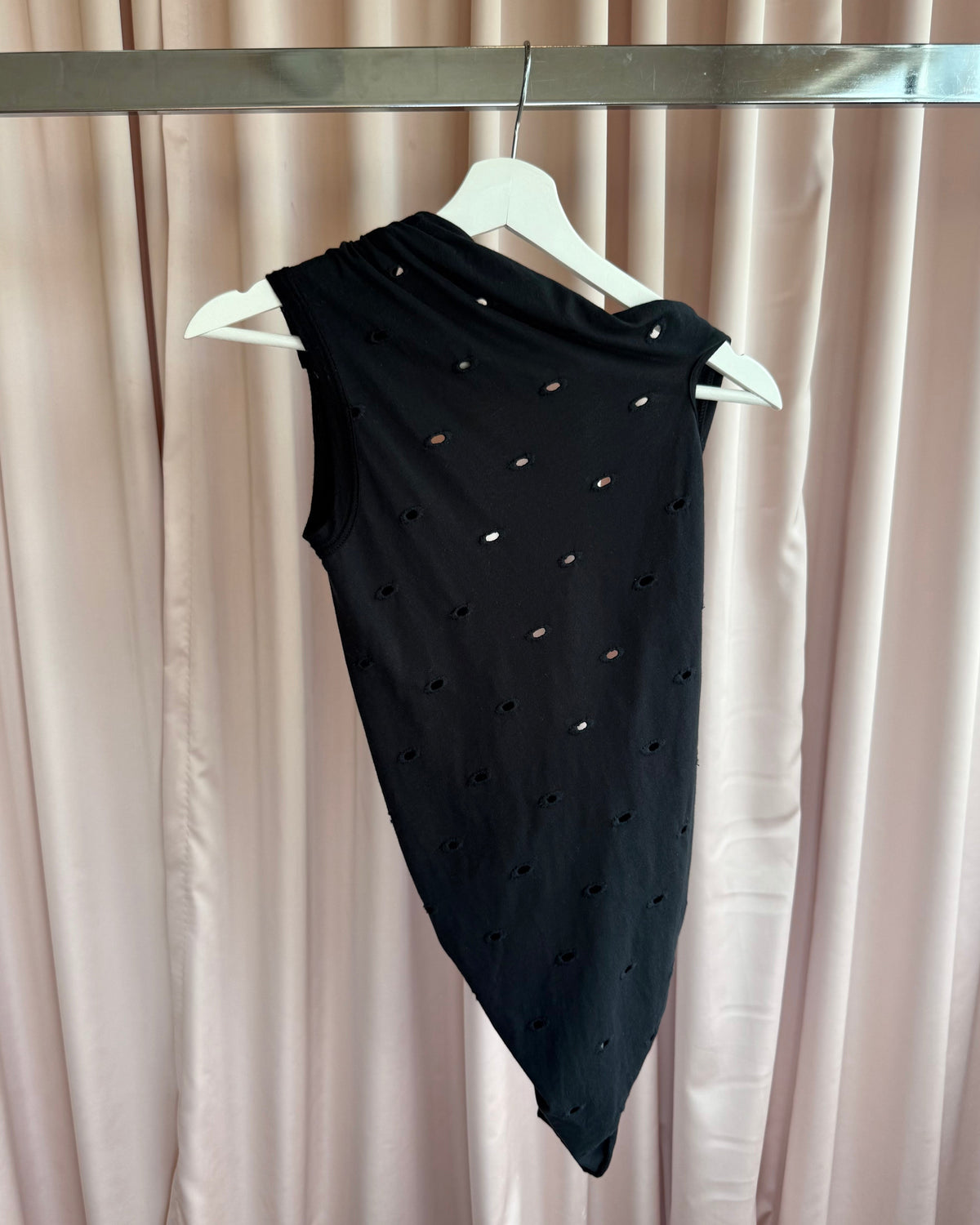 Rick Owens S/S 06 Tungsten Asymmetrical Black Eyelet Tank Top