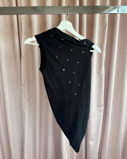 Rick Owens S/S 06 Tungsten Asymmetrical Black Eyelet Tank Top