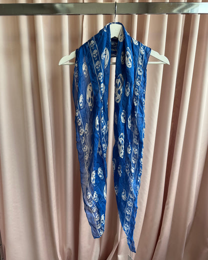 Alexander McQueen Royal Blue & White Skull Print Scarf