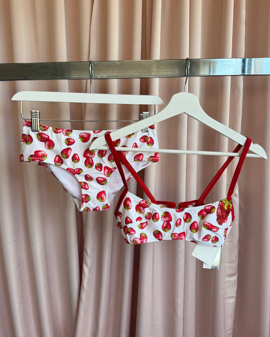 Japanese Brand Deadstock Strawberry Print Sequins Patch Bikini