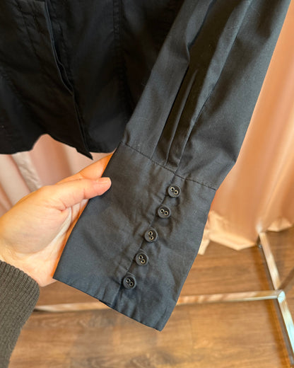 Black Pleated Tuxedo Bib Front Dress Shirt