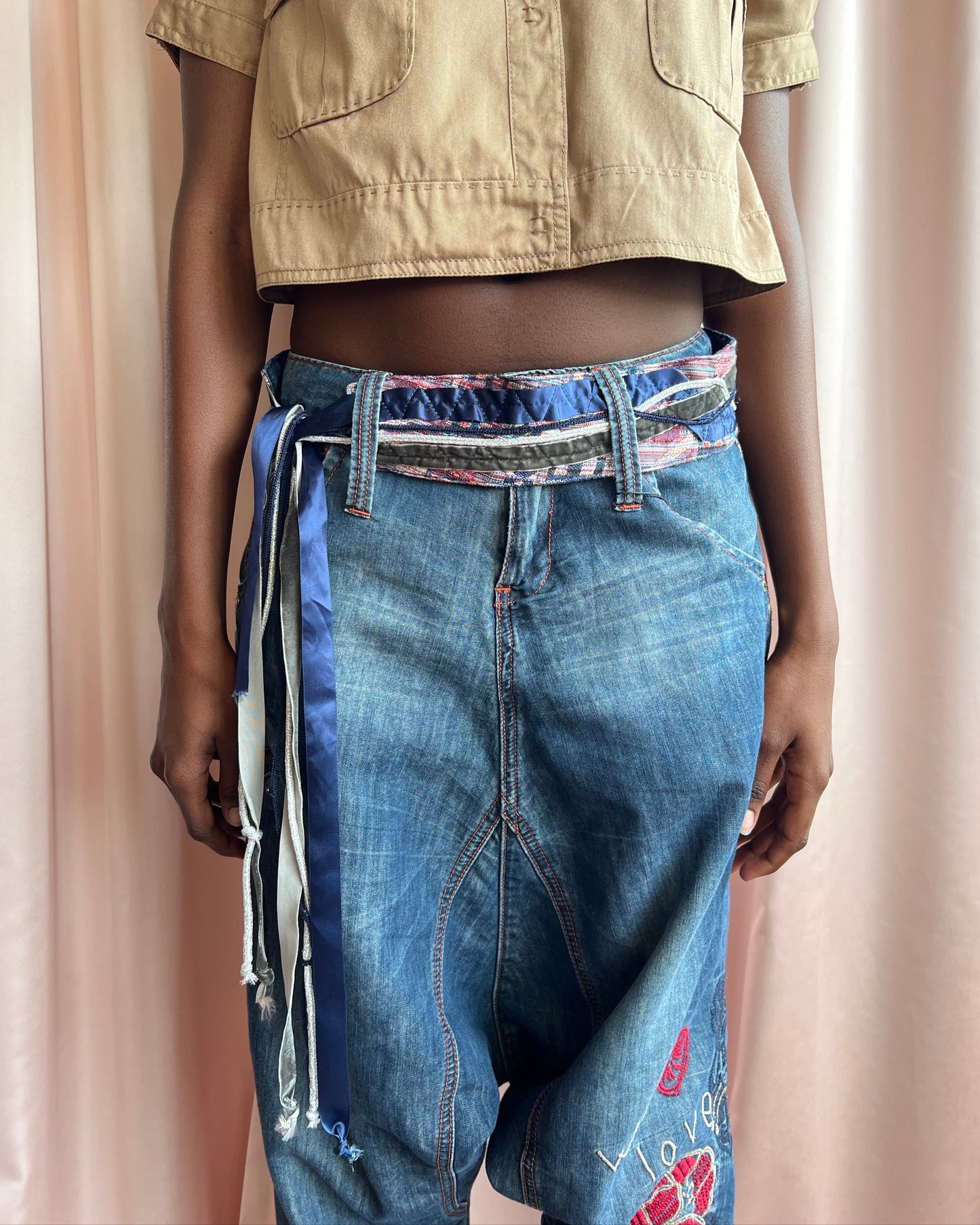 Desigual Embroidered Chambray Sarouel Pants