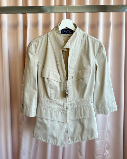 Thierry Mugler Activ 80's Tan Cotton Blazer Jacket