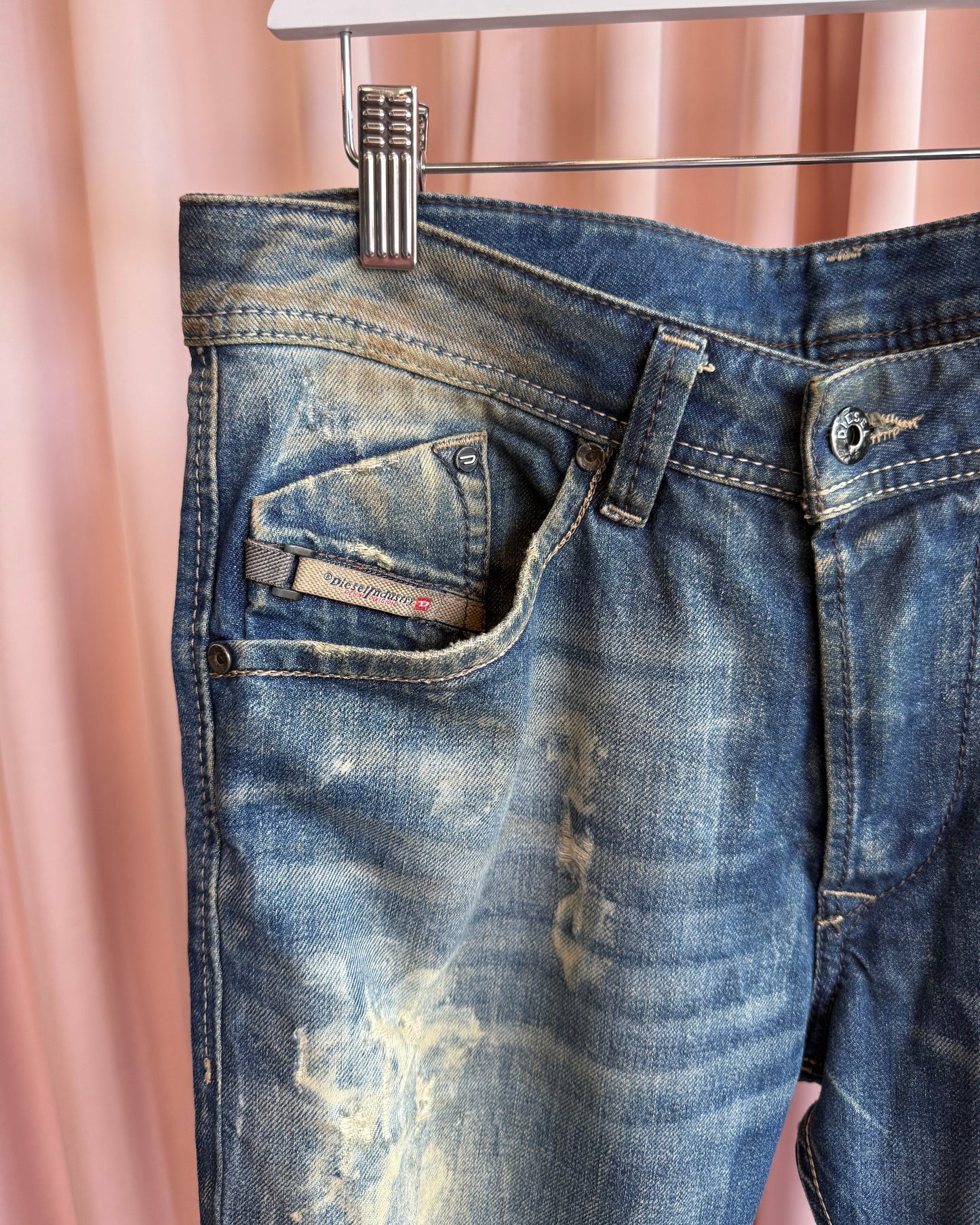 Diesel "Darron" Painted Distressed Faded Denim