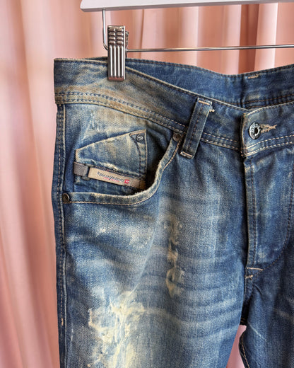 Diesel "Darron" Painted Distressed Faded Denim