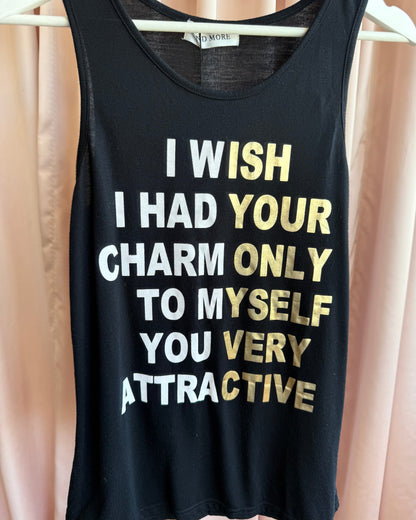 Japanese Brand "Charm" Text Graphic Tank Top