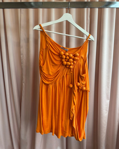 Tsumori Chisato Spherical Draped Orange Tank Mini Dress