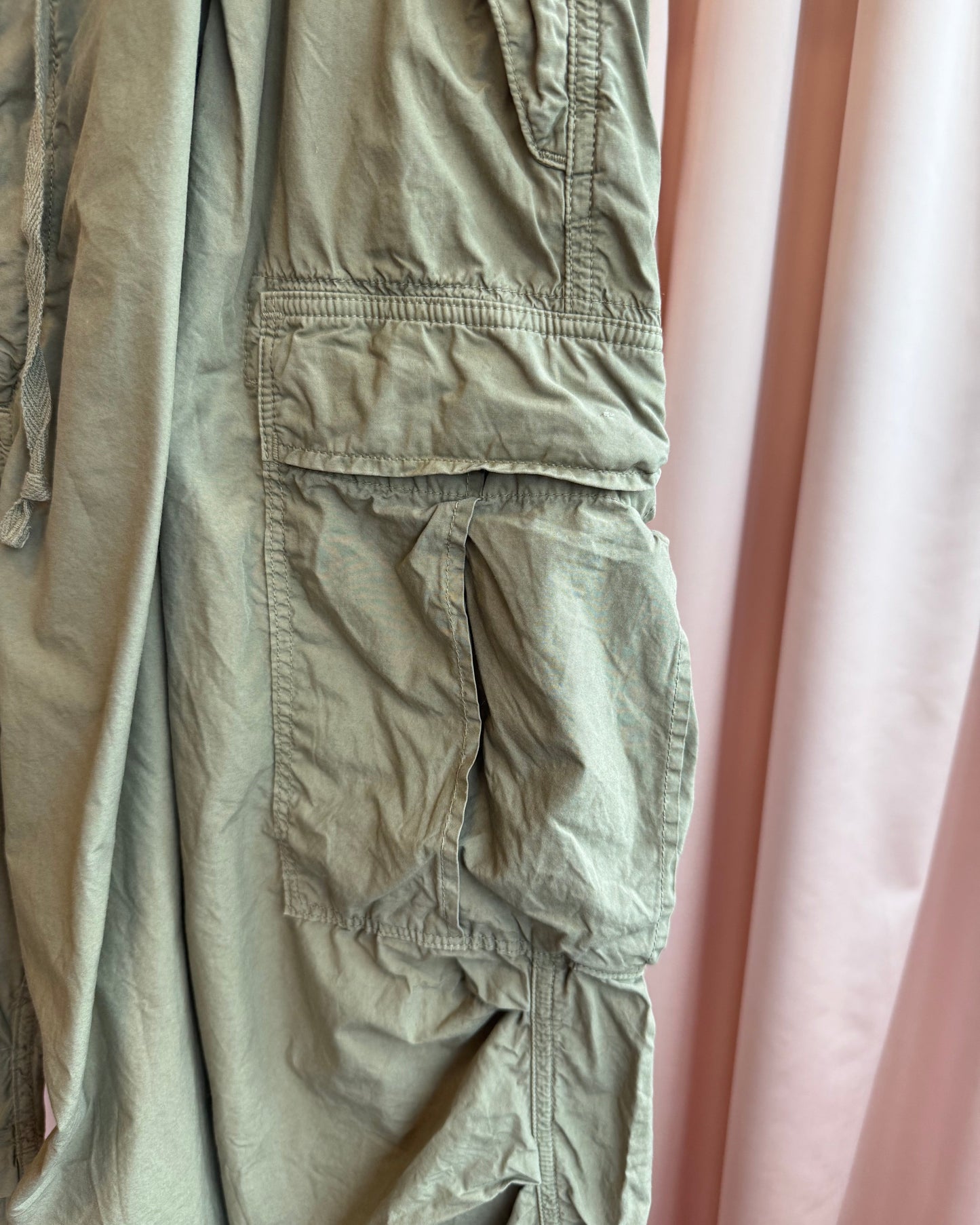 Kapital Khaki Cotton Oversized Pocket Military Cargo Pants