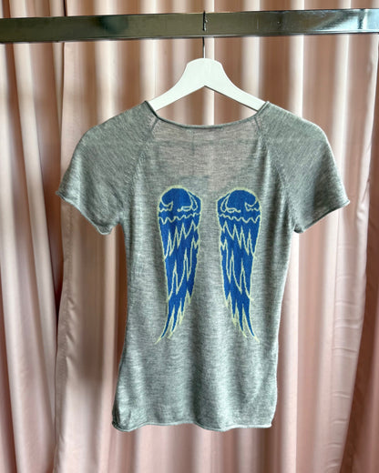 Parisian Brand 100% Cashmere Angel Wing Graphic Top