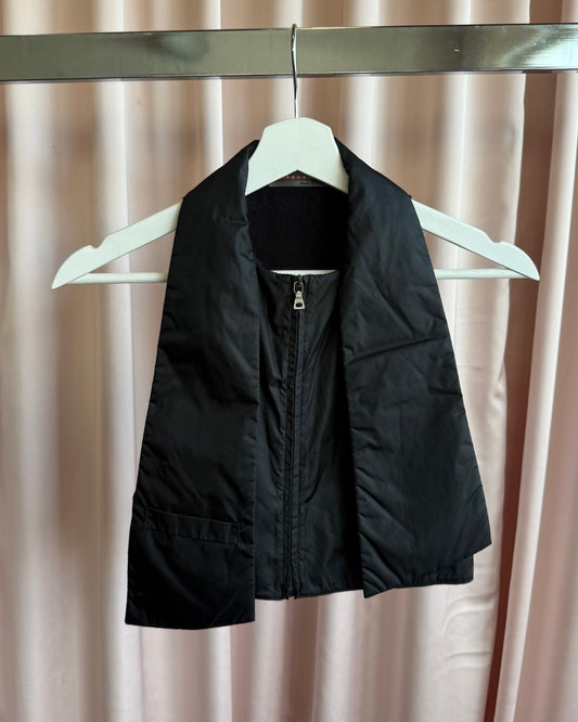 Prada F/W 1999 Black Nylon Cropped Zip Up Vest