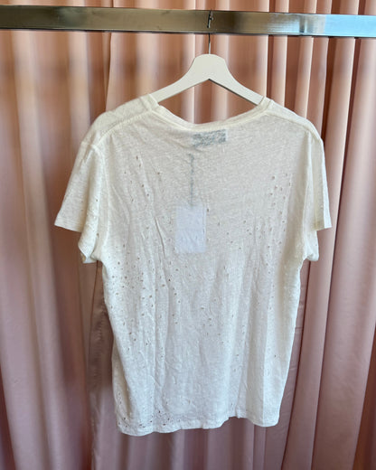 Iro Jeans New With Tags Distressed Ecru Linen T-Shirt